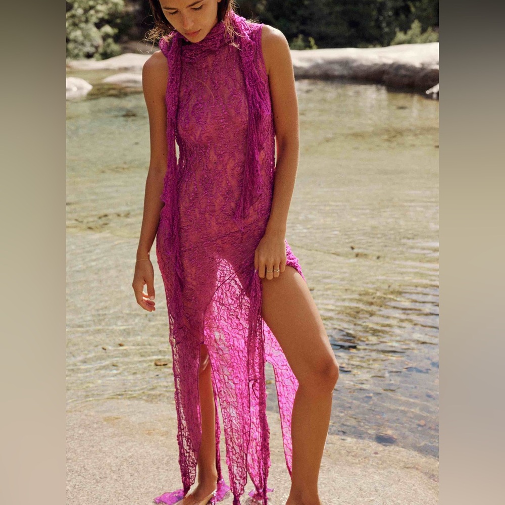 Zara magenta sheer dress